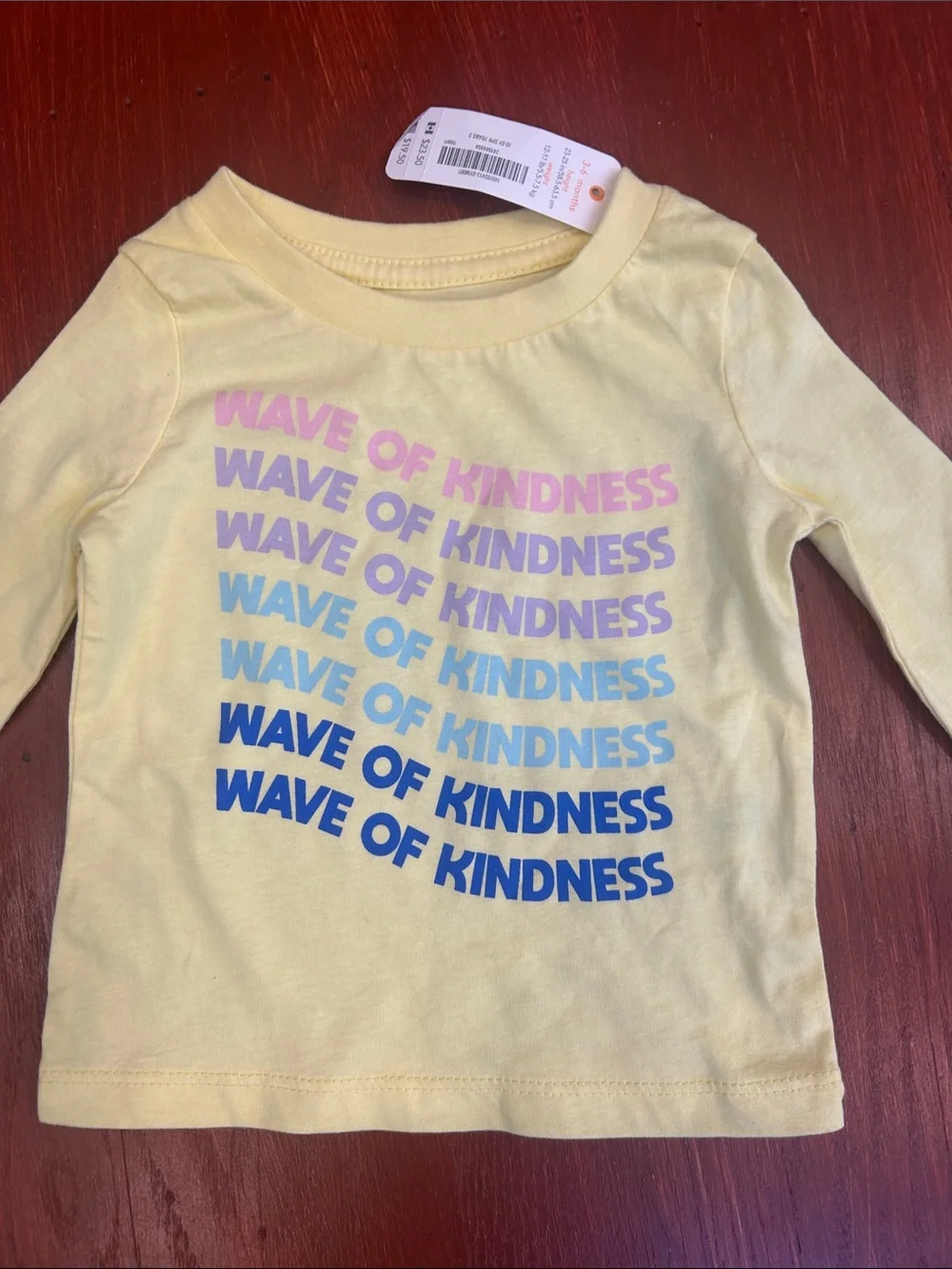 Gymboree Yellow Long Sleeve Tee with Multicolor 'Wave of Kindness' Print